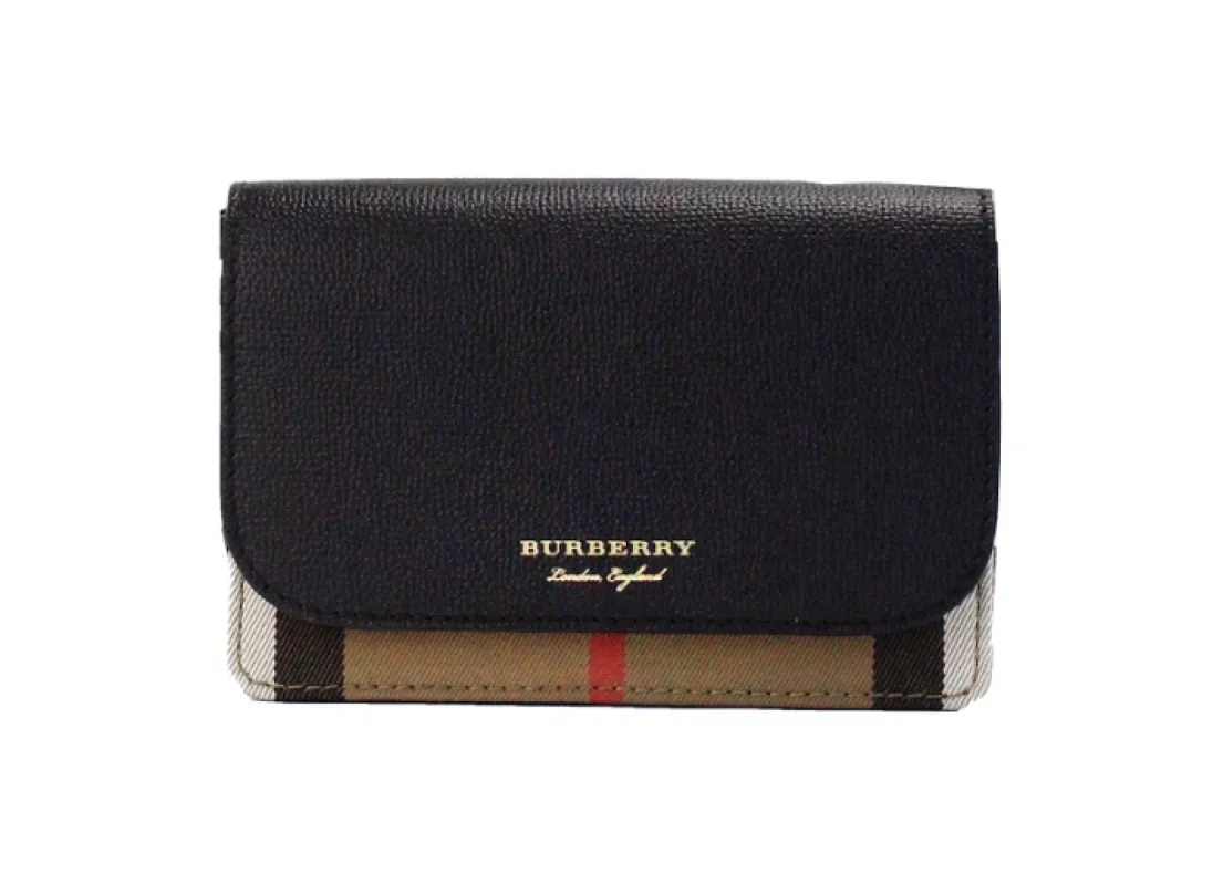 Hampshire Small House Check Canvas Black Derby Leather Crossbody Bag sold by Louxly