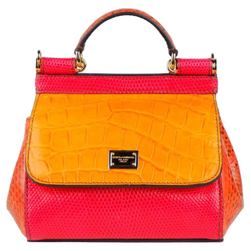 Red Leather Di Crocodile Handbag sold by Louxly