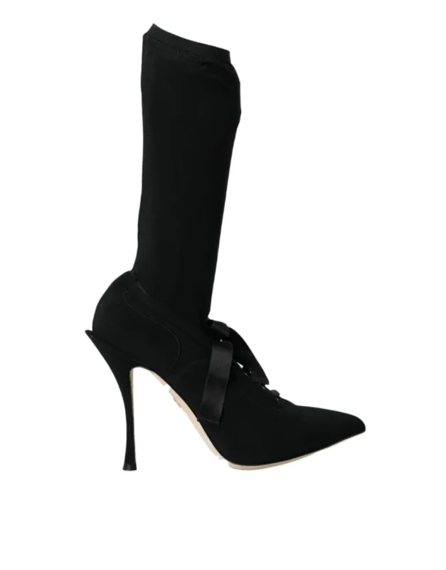 Black Stiletto Heels Mid Calf Boots Shoes sold by Louxly