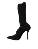 Black Stiletto Heels Mid Calf Boots Shoes sold by Louxly