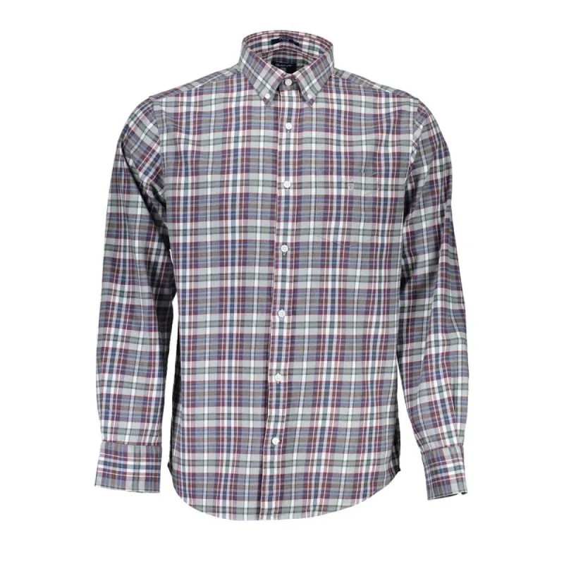 Elegant Blue Cotton Button-Down Shirt sold by Louxly