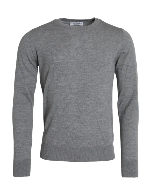 Ash Gray Wool Crew Neck Pullover Sweater sold by Louxly