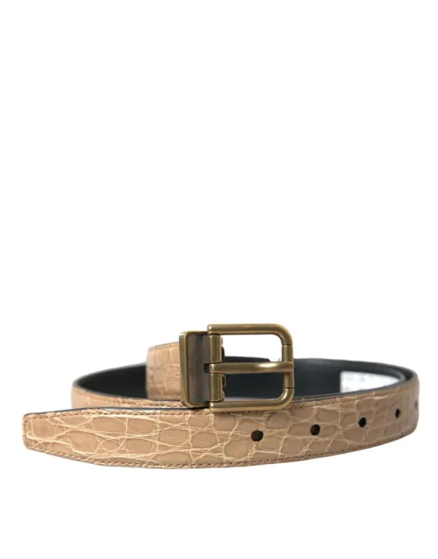 Elegant Beige Leather Belt sold by Louxly