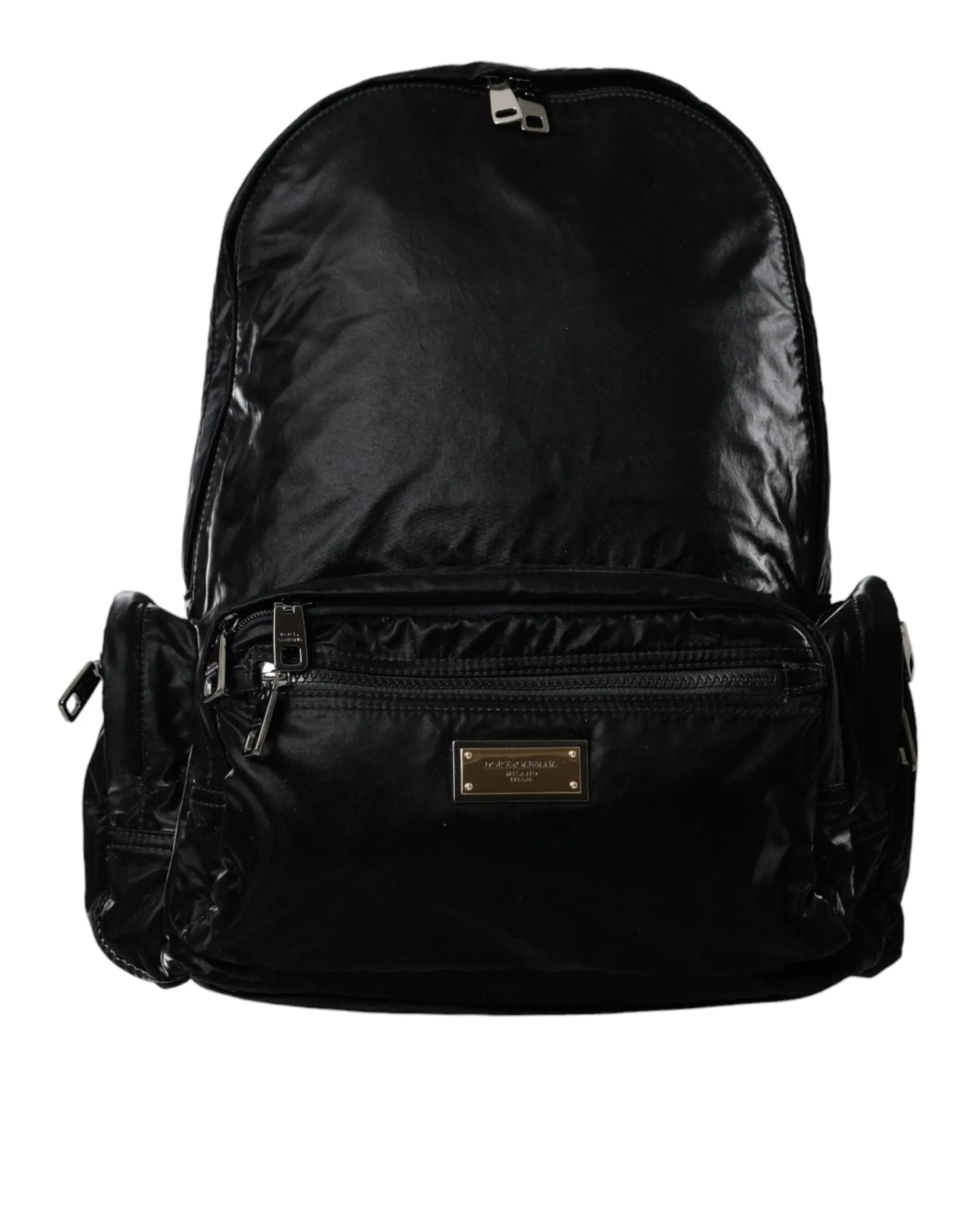Black Patent Leather Logo Plaque Backpack Bag sold by Louxly product image thumbnail 2
