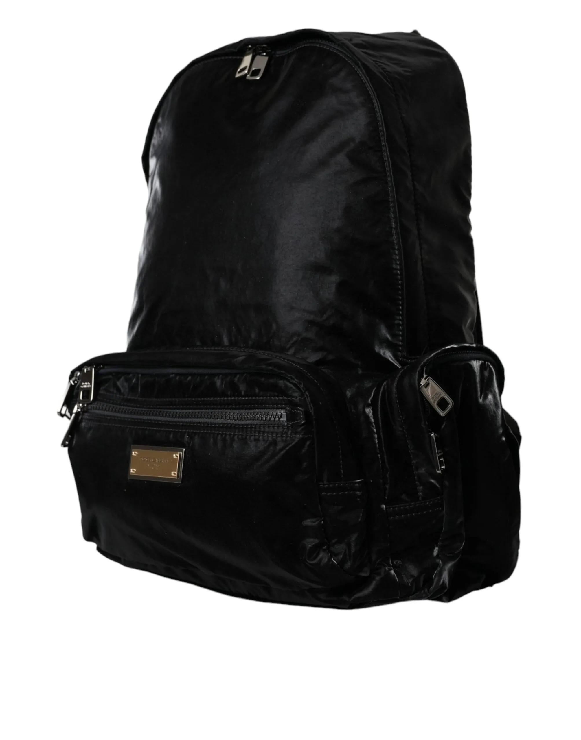 Black Patent Leather Logo Plaque Backpack Bag sold by Louxly product image thumbnail 3