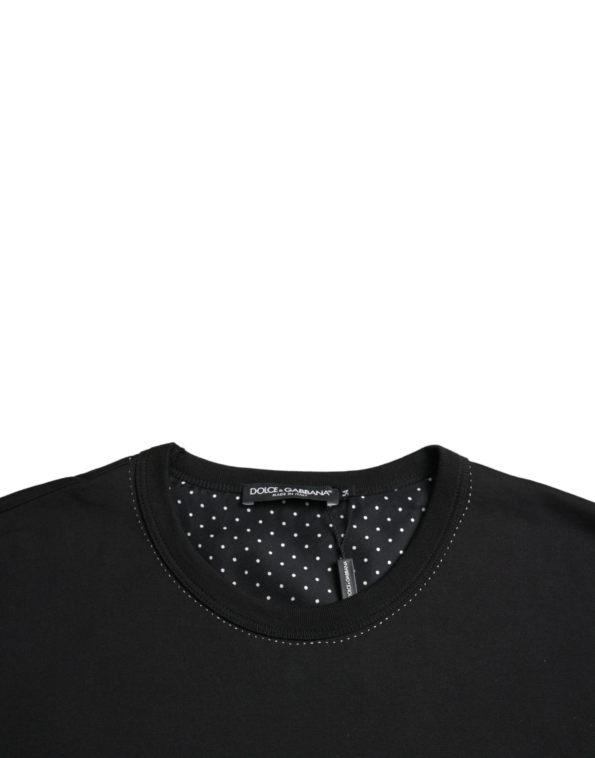 Black Cotton Round Neck Short Sleeve T-shirt sold by Louxly product image thumbnail 3