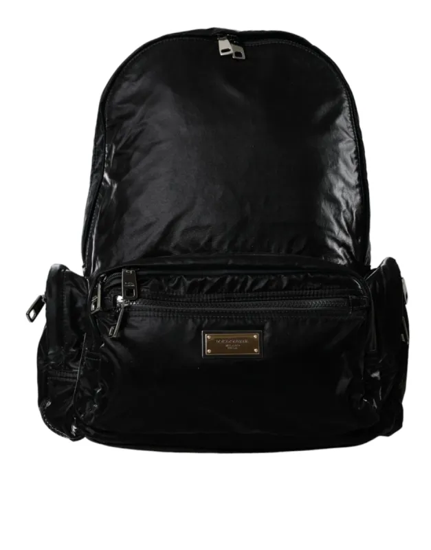 Black Patent Leather Logo Plaque Backpack Bag sold by Louxly
