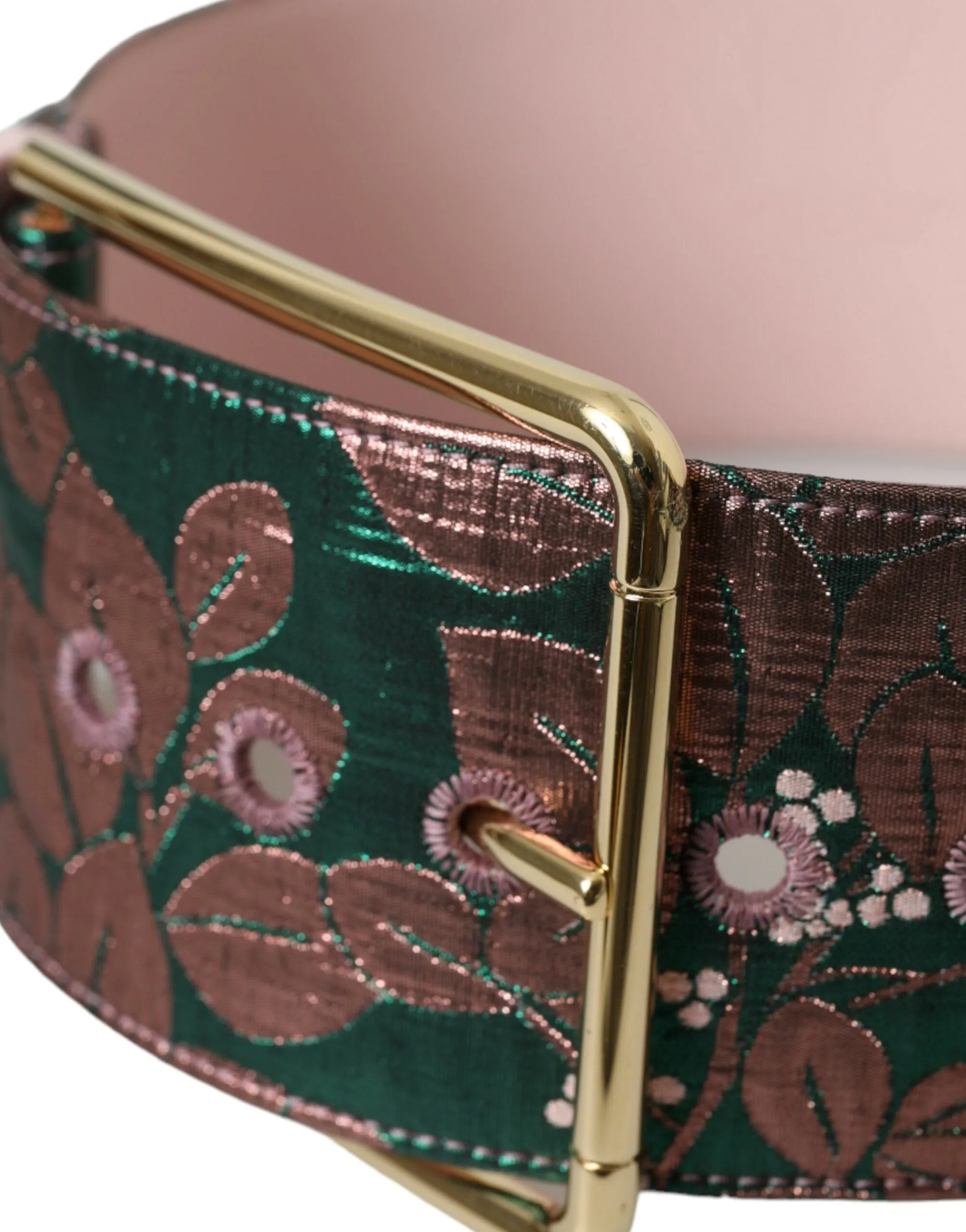 Multicolor Floral Jacquard Lurex Gold Buckle Belt sold by Louxly product image thumbnail 4
