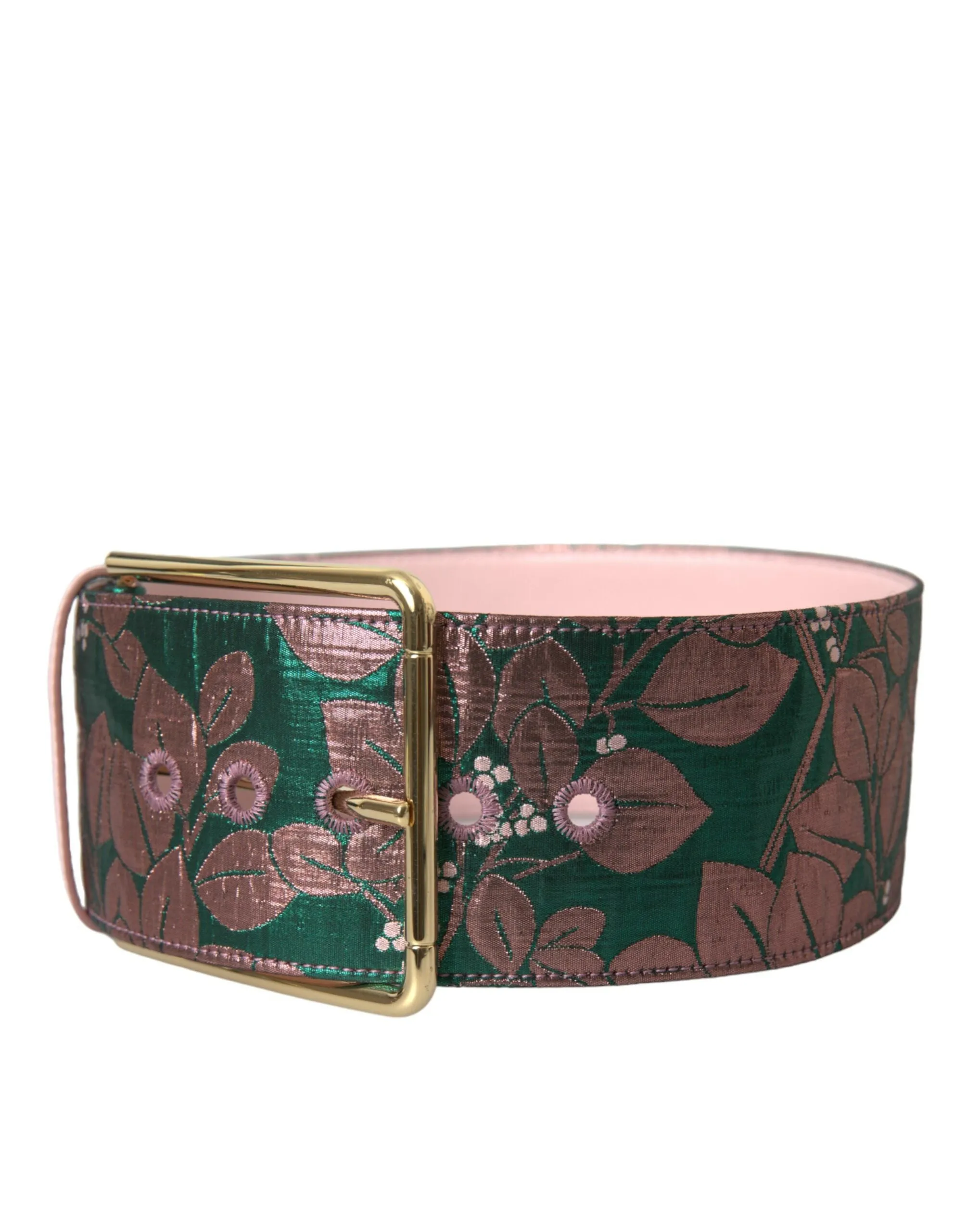 Multicolor Floral Jacquard Lurex Gold Buckle Belt sold by Louxly product image thumbnail 2