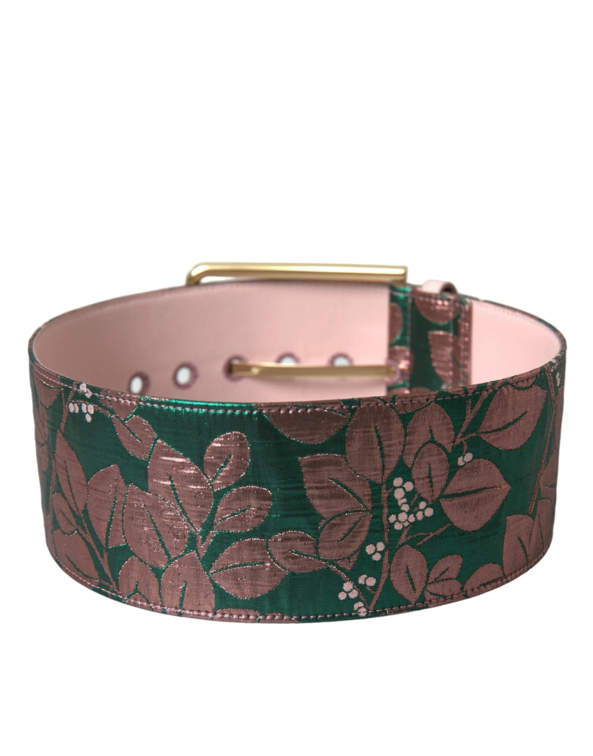 Multicolor Floral Jacquard Lurex Gold Buckle Belt sold by Louxly product image thumbnail 3
