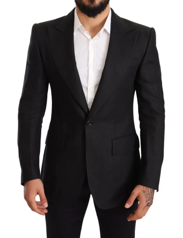 Elegant Slim Fit Black Linen Blazer sold by Louxly