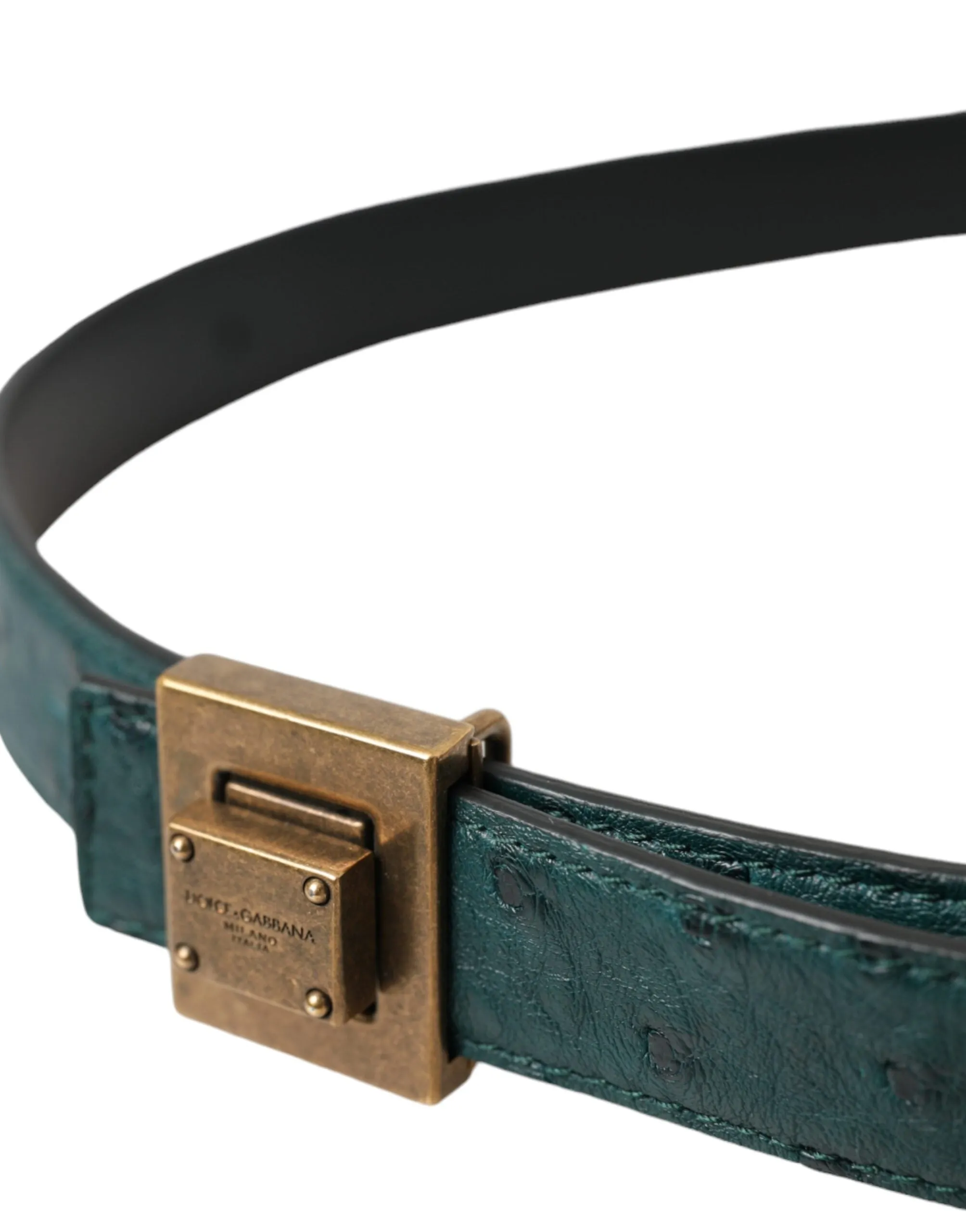 Dark Green Leather Square Metal Buckle Belt sold by Louxly product image thumbnail 4