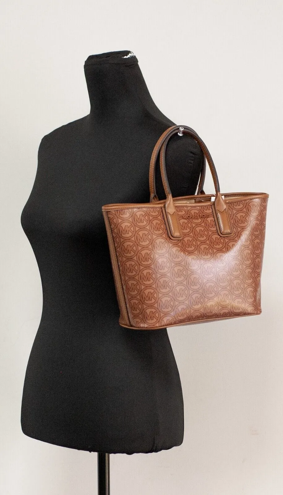 Jodie Small Jacquard Logo Recycled Polyester Tote Handbag Luggage Brown sold by Louxly product image thumbnail 2