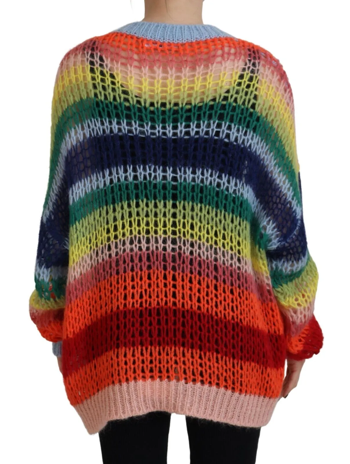 Multicolor Knitted Mohair Crewneck Pullover Sweater sold by Louxly product image thumbnail 4