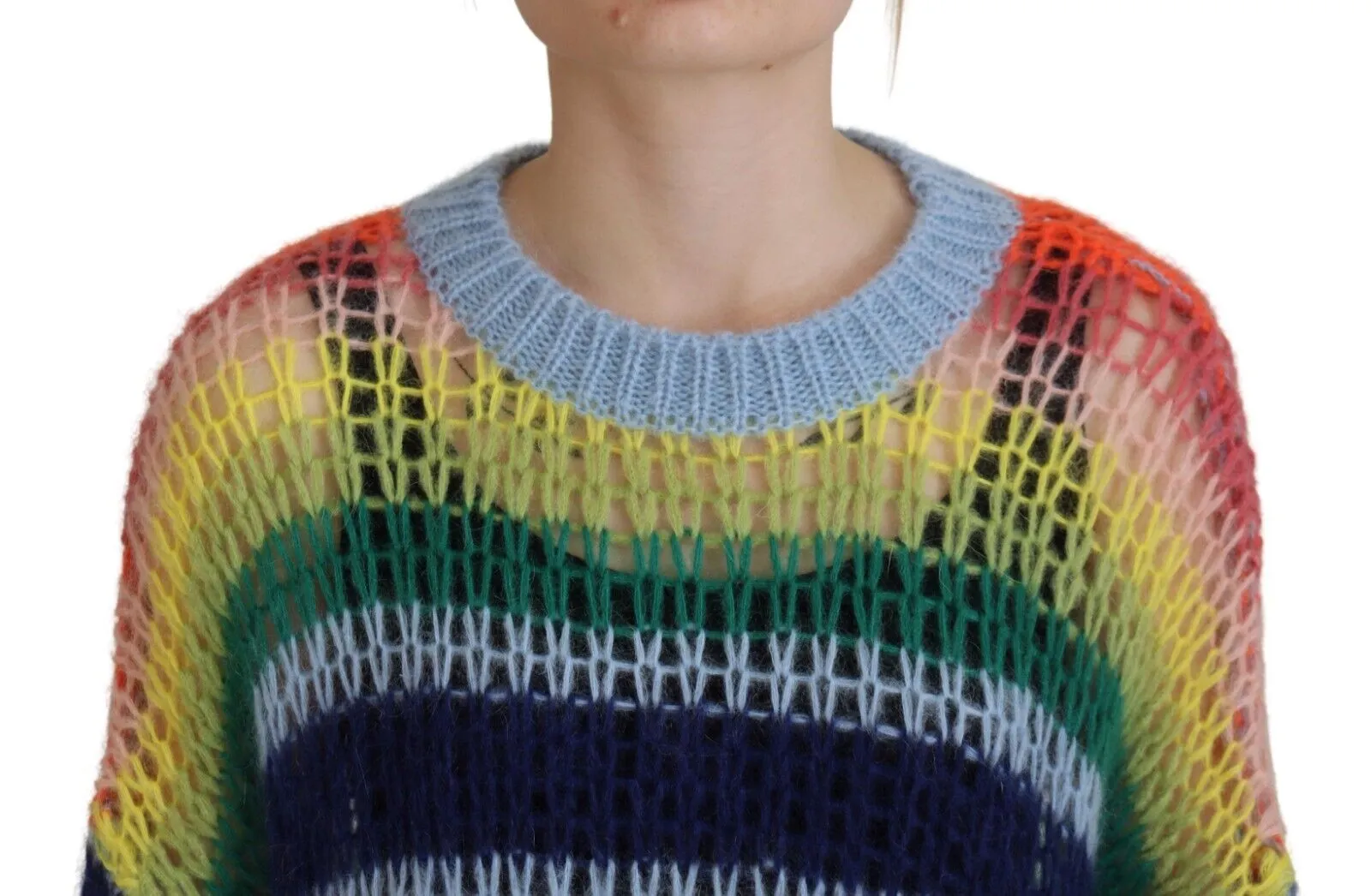 Multicolor Knitted Mohair Crewneck Pullover Sweater sold by Louxly product image thumbnail 5