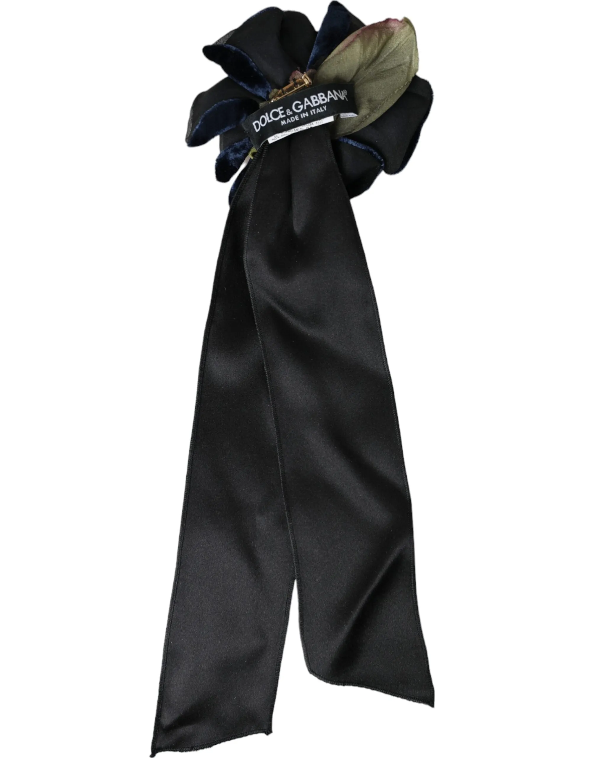 Black Silk Gold Brass Floral Hair Pin Brooch sold by Louxly product image thumbnail 4