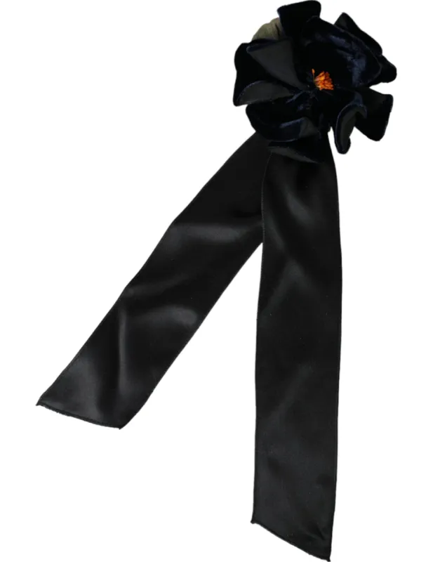 Black Silk Gold Brass Floral Hair Pin Brooch sold by Louxly