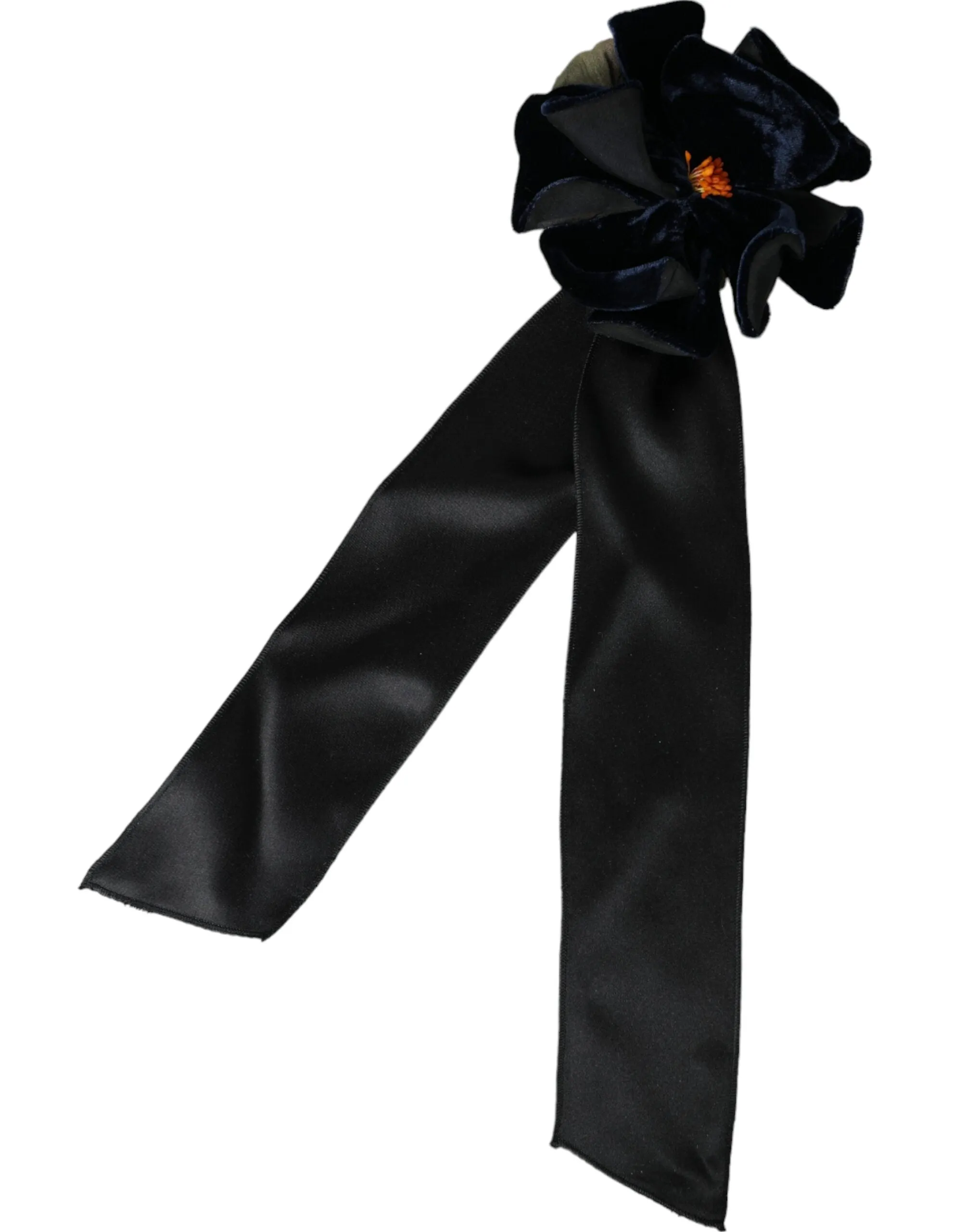 Black Silk Gold Brass Floral Hair Pin Brooch sold by Louxly