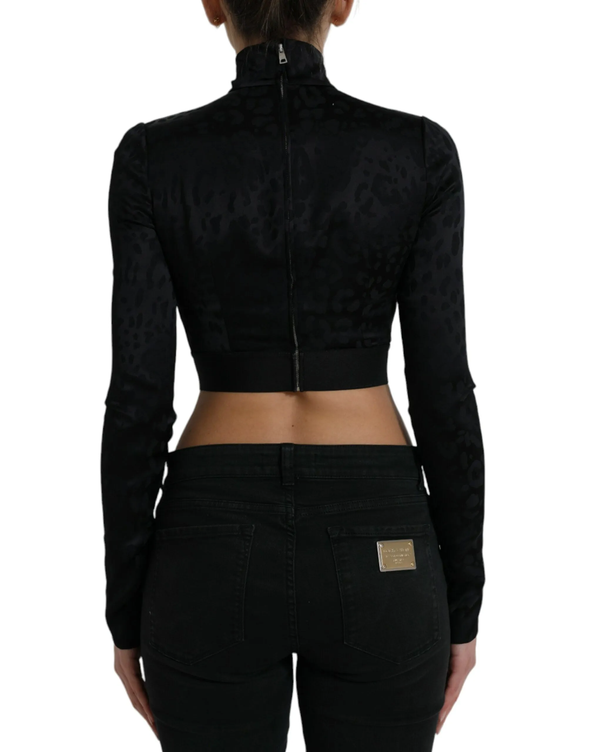 Elegant Black Cropped Top with Zip Closure sold by Louxly product image thumbnail 3