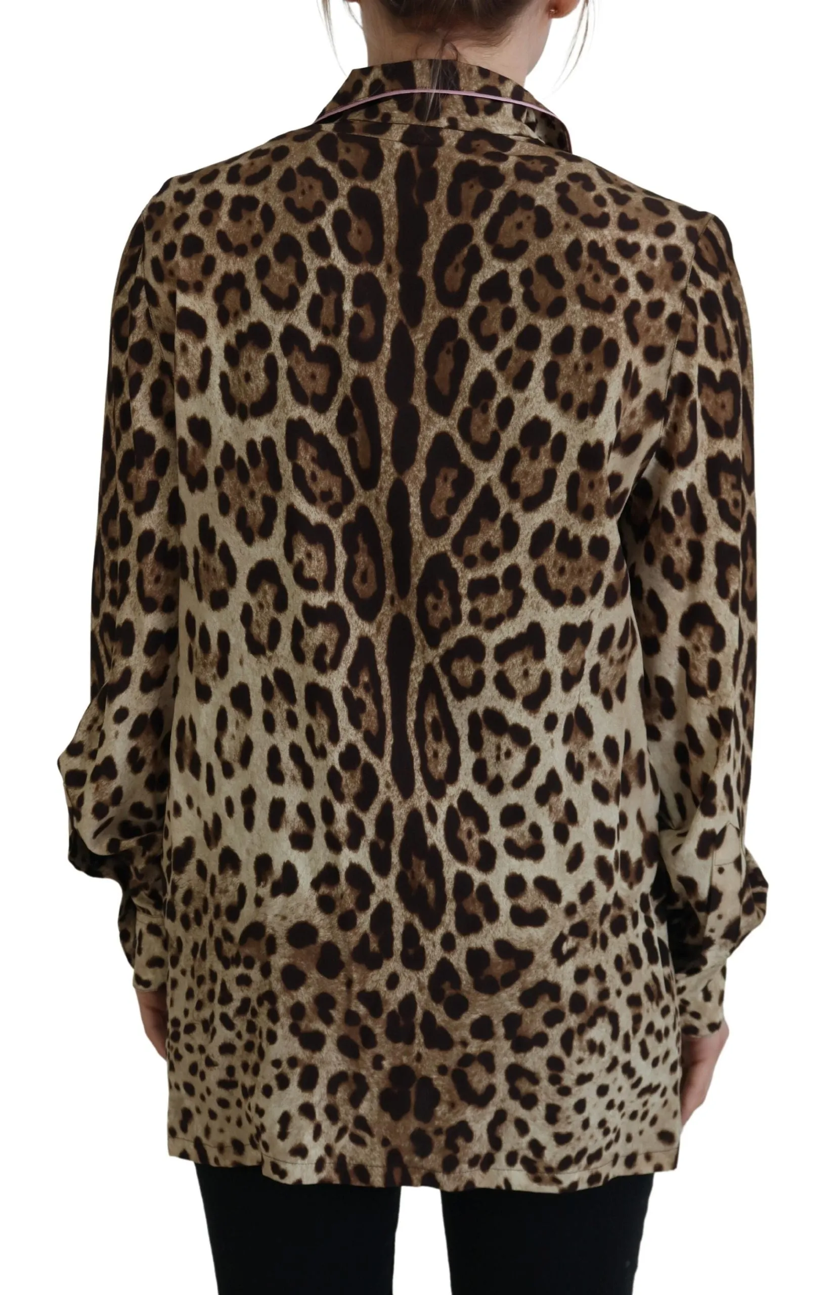 Elegant Silk Leopard Print Collared Top sold by Louxly product image thumbnail 3