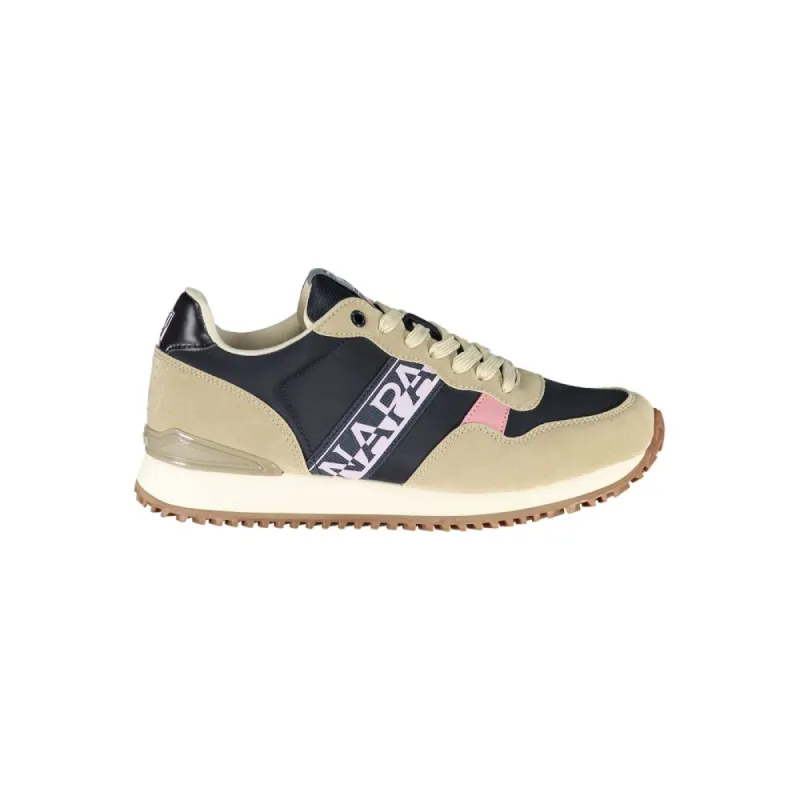 Beige Lace-Up Sneakers with Contrasting Details sold by Louxly