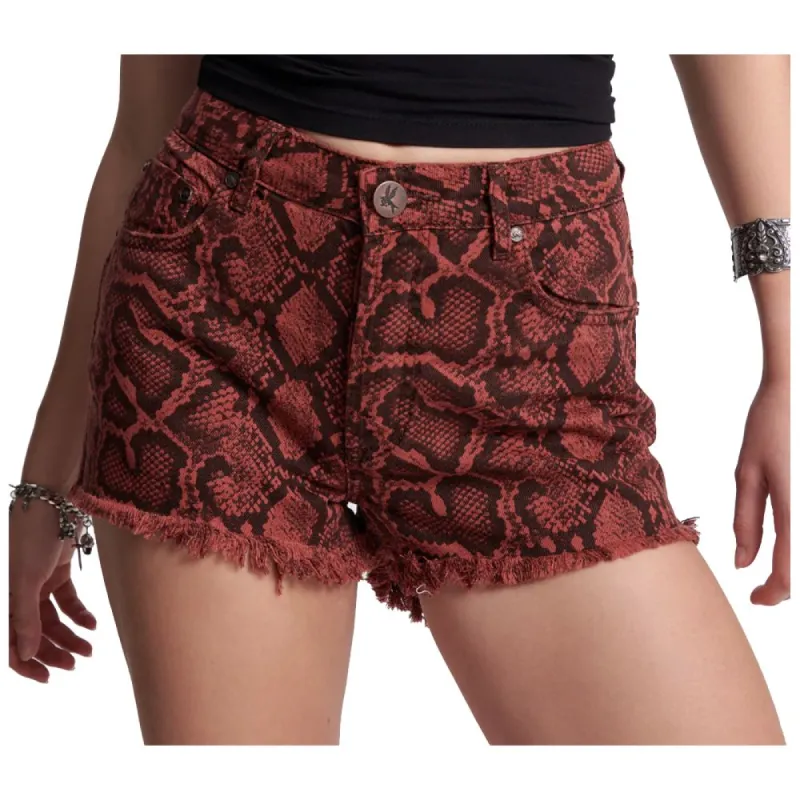 Python Print Cotton Shorts with Frayed Hem sold by Louxly