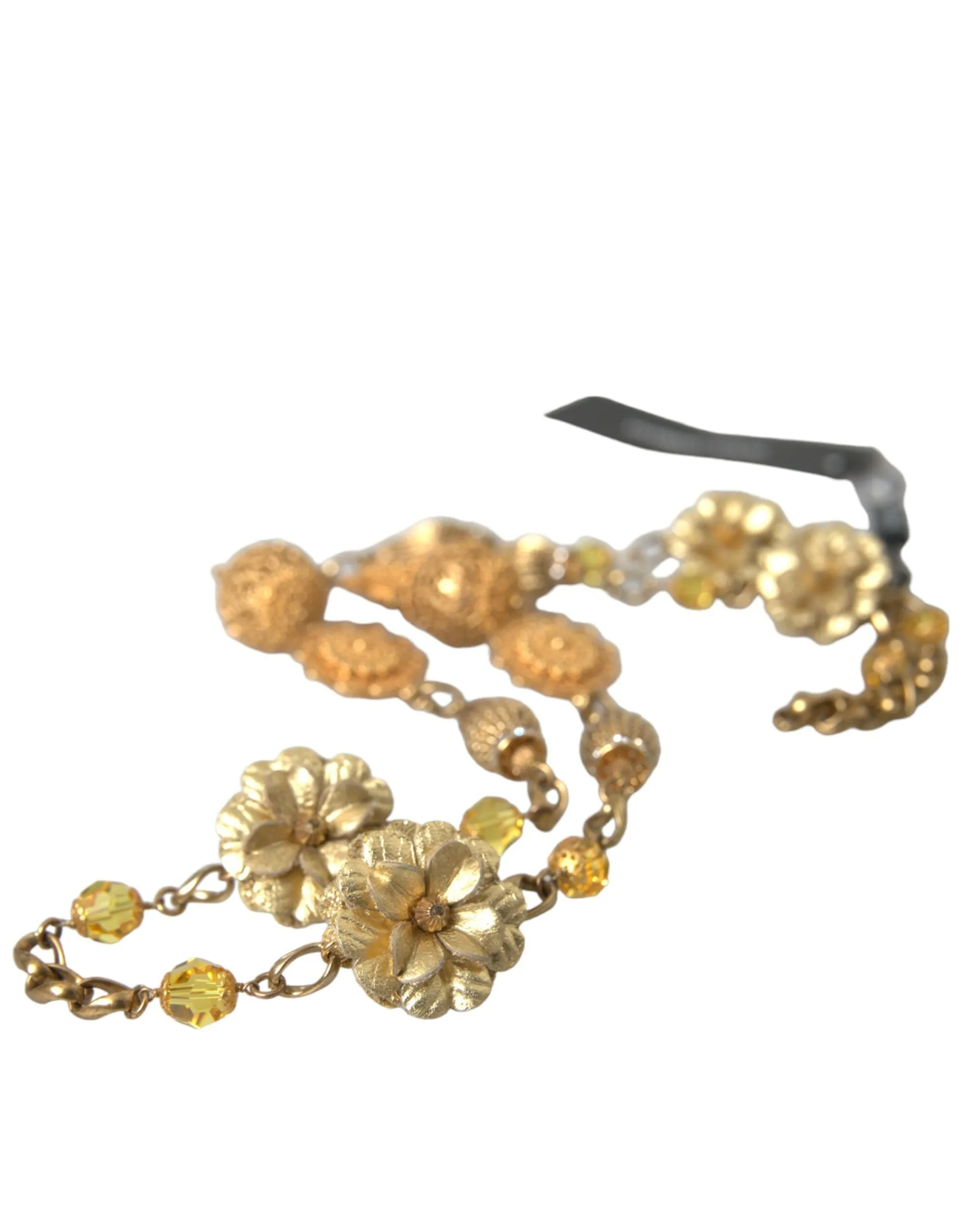 Crystal Flower Filigree Gold Brass Statement Necklace sold by Louxly product image thumbnail 5
