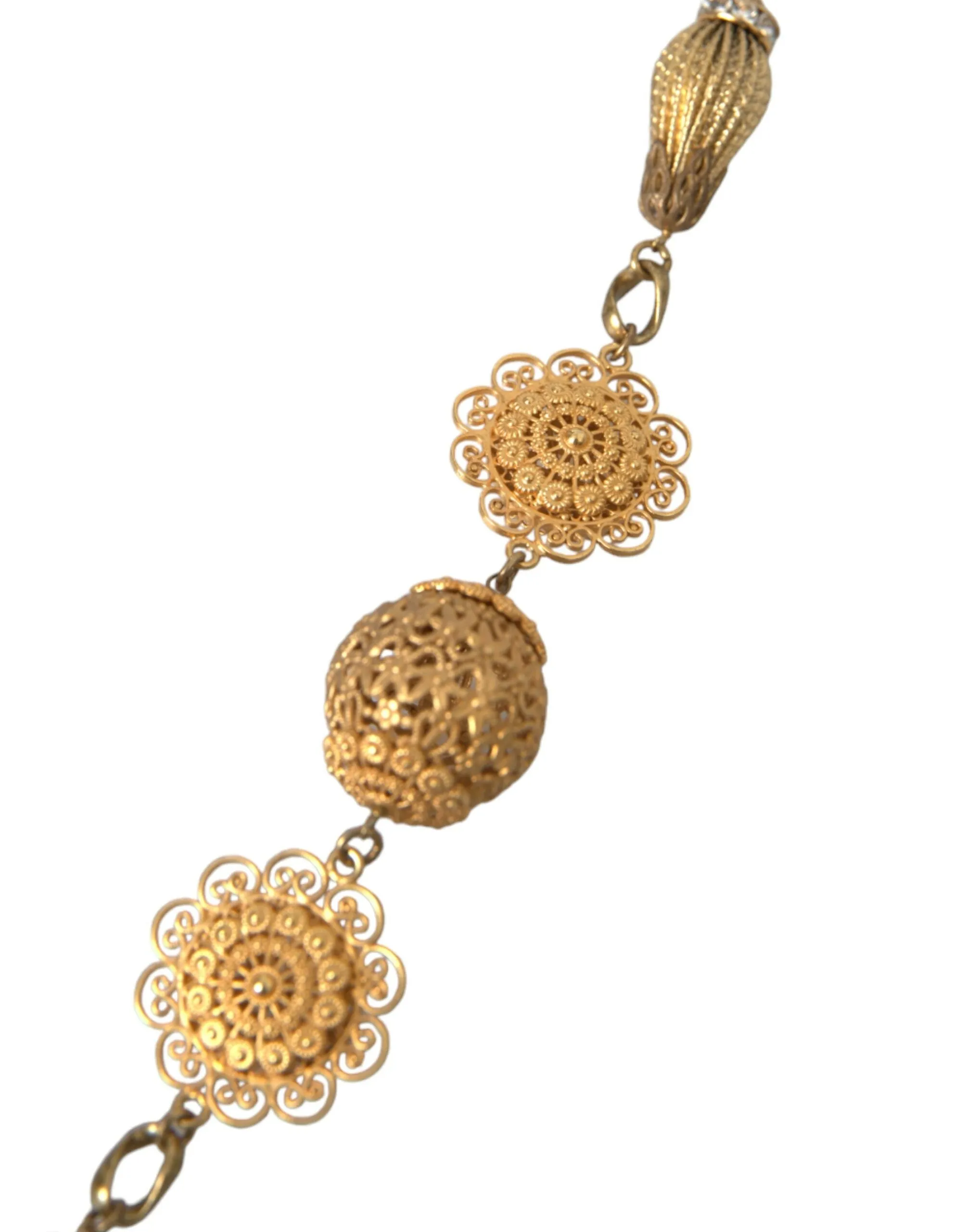 Crystal Flower Filigree Gold Brass Statement Necklace sold by Louxly product image thumbnail 2