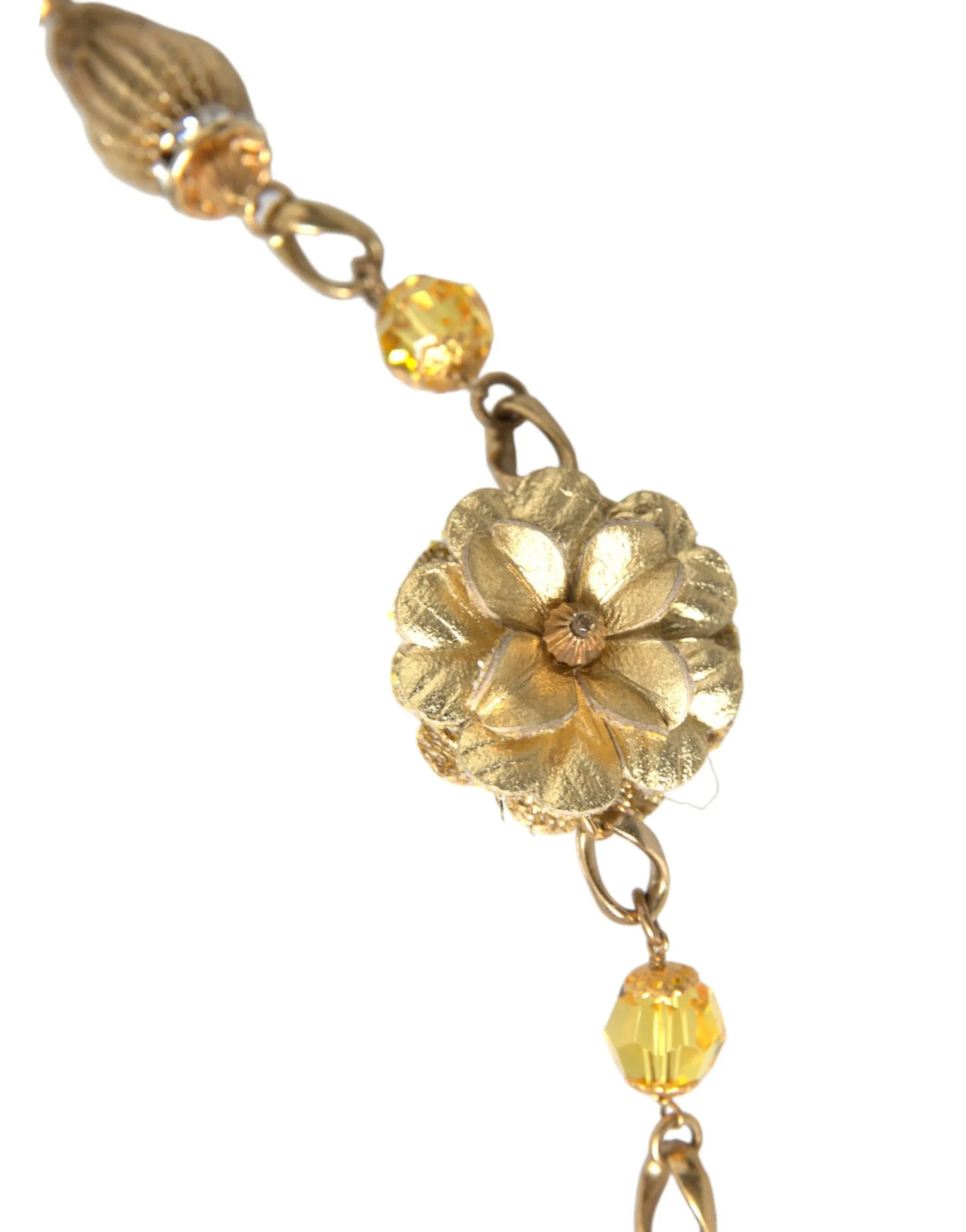 Crystal Flower Filigree Gold Brass Statement Necklace sold by Louxly product image thumbnail 3