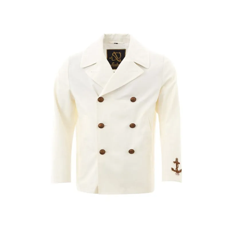 Elegant White Cotton Jacket for Men sold by Louxly