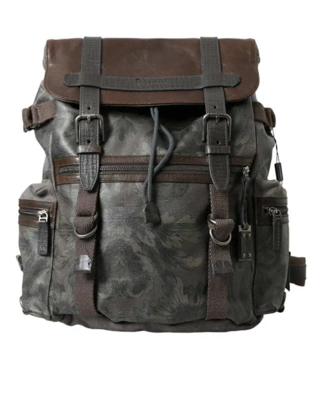 Elegant Green Canvas & Leather Backpack sold by Louxly