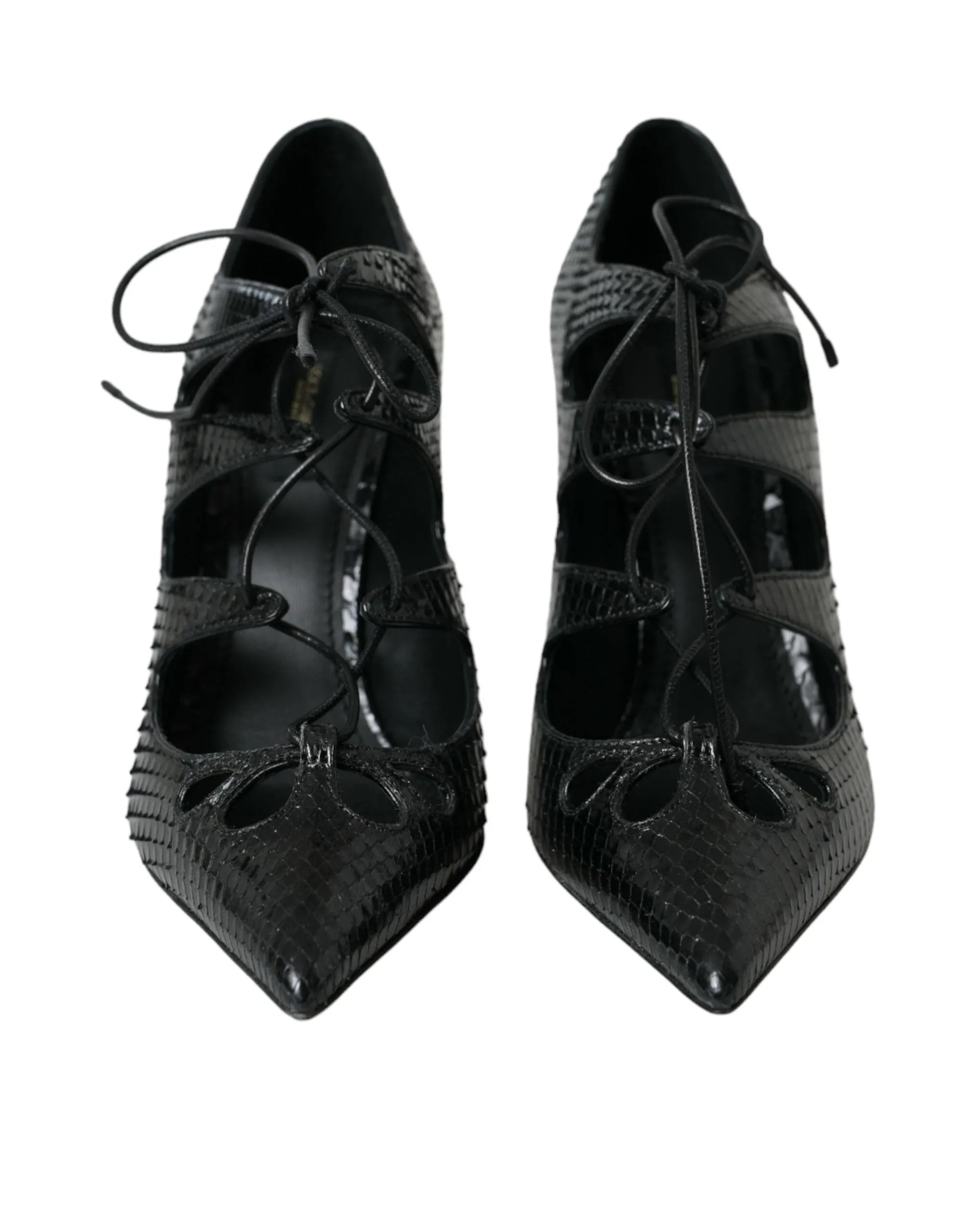 Black Python Leather Mary Jane Pumps Shoes sold by Louxly product image thumbnail 2