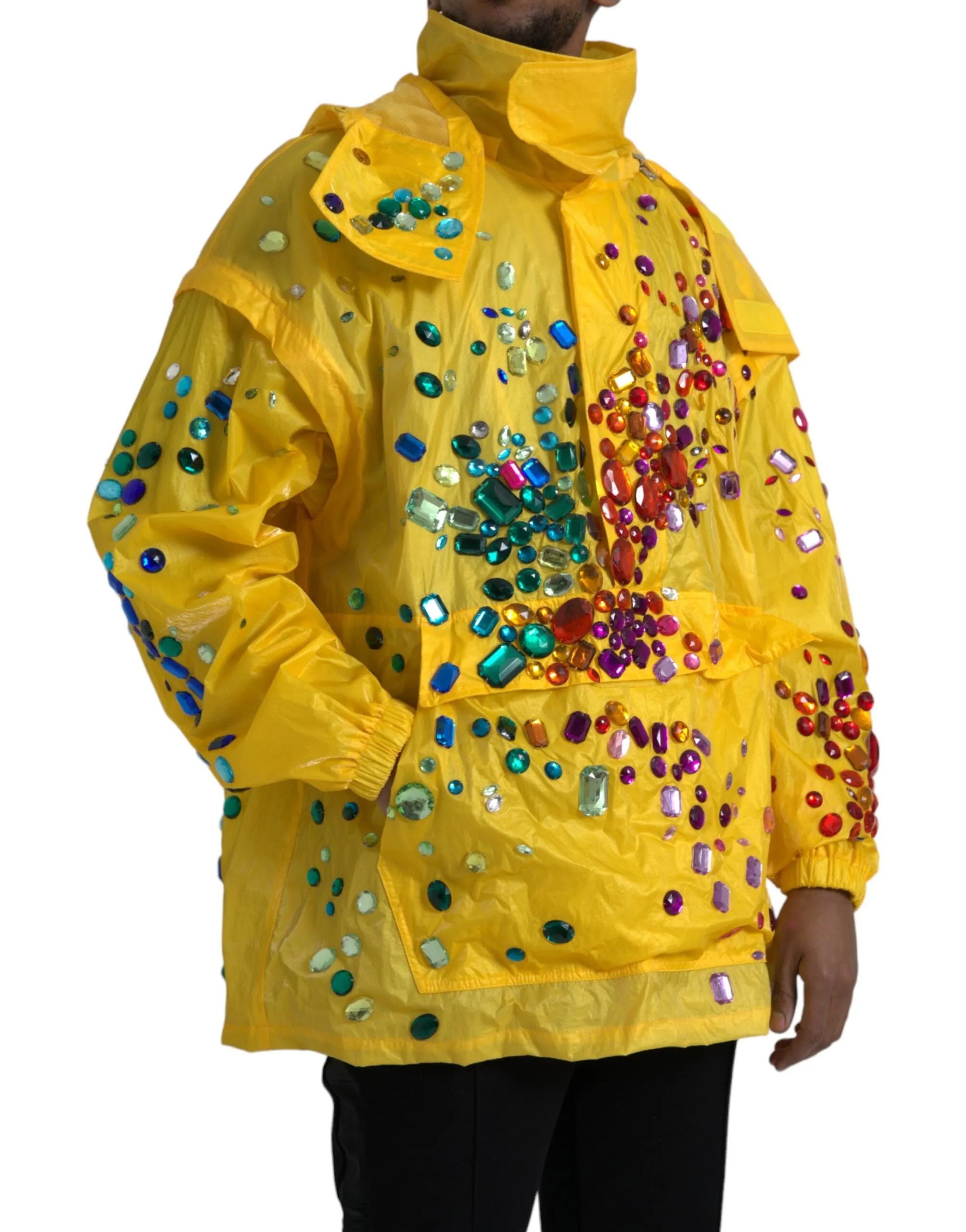 Yellow Crystal Embellished Hooded Jacket sold by Louxly product image thumbnail 2