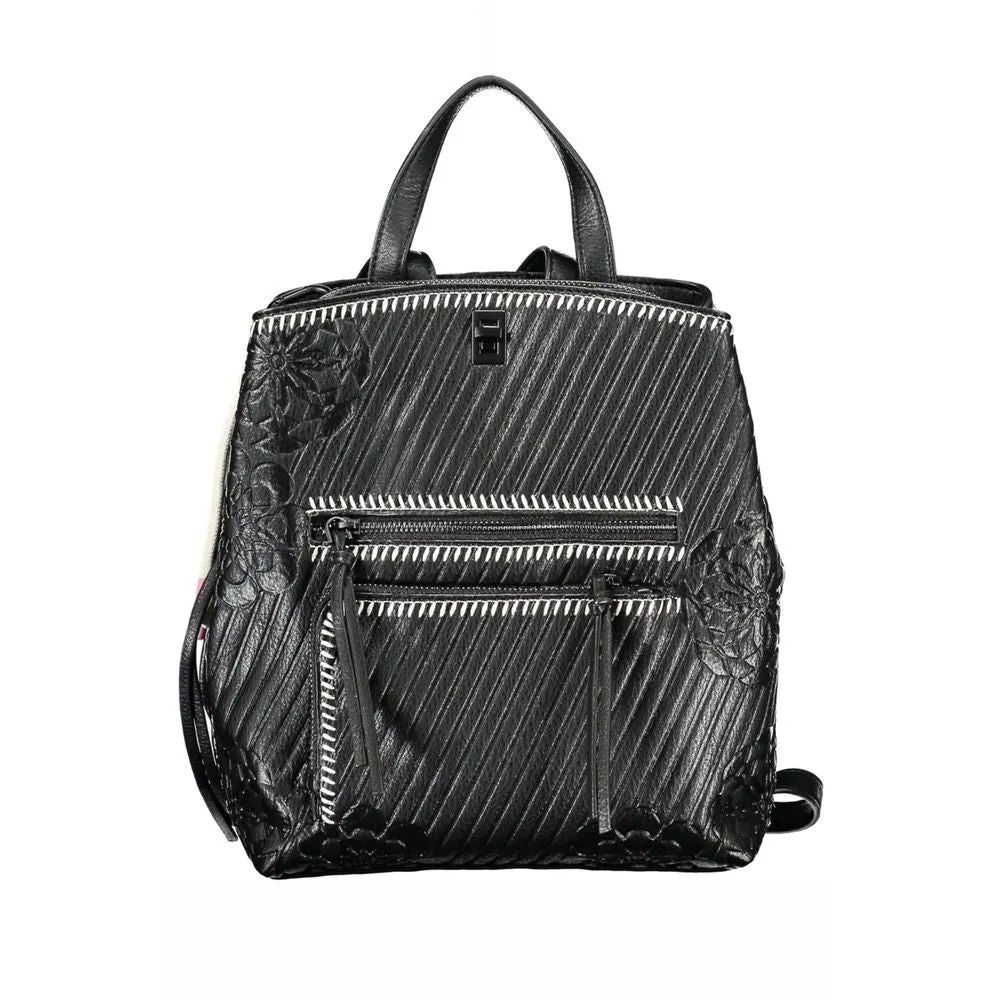Chic Black Backpack with Contrast Details sold by Louxly