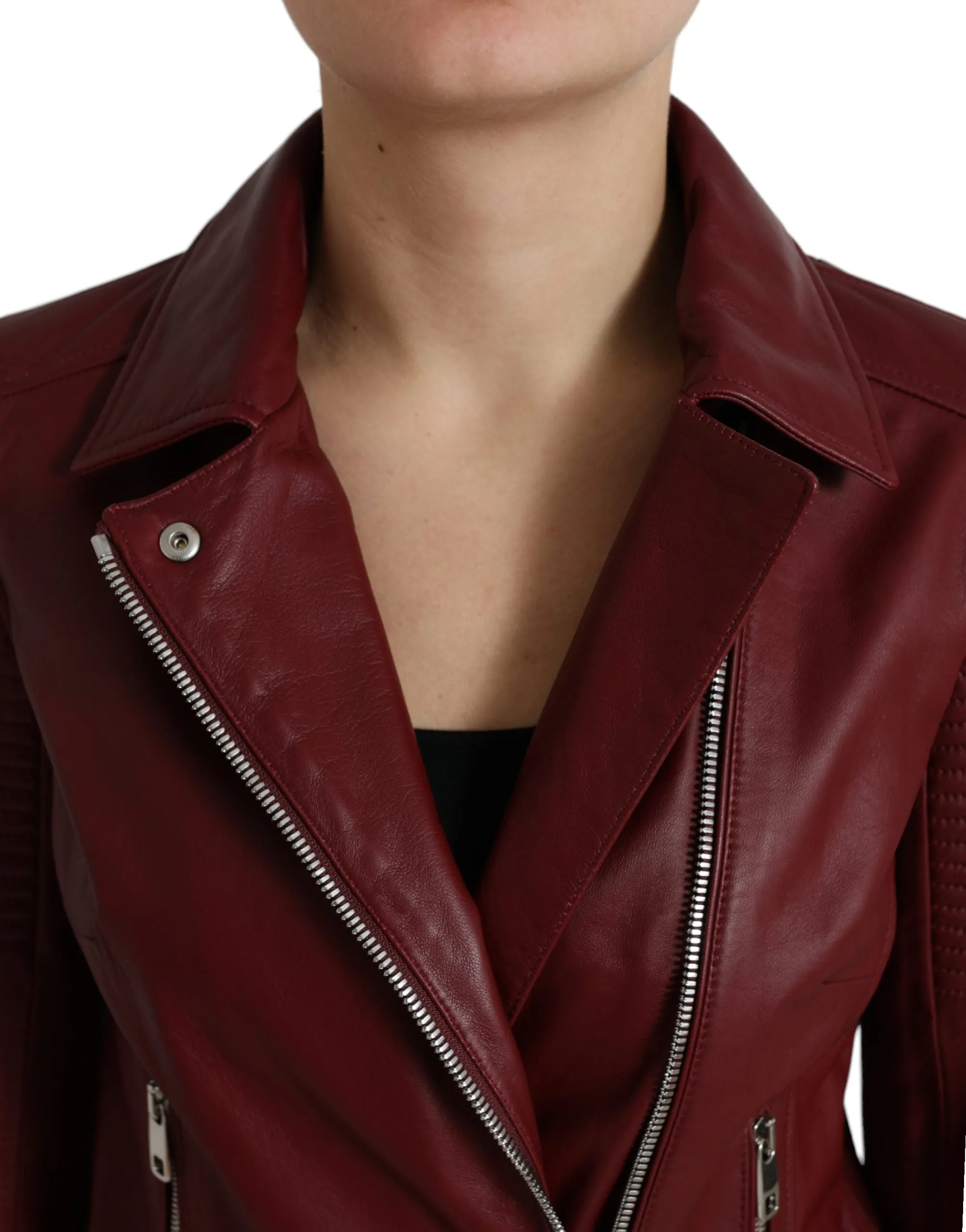 Bordeaux Biker Leather Jacket sold by Louxly product image thumbnail 4