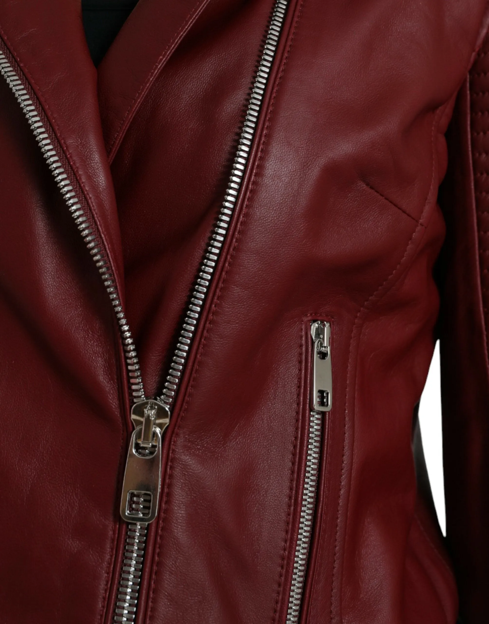 Bordeaux Biker Leather Jacket sold by Louxly product image thumbnail 5