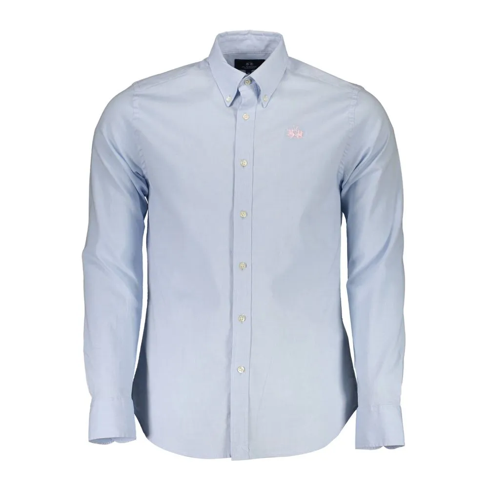 Sleek Slim Fit Long Sleeved Shirt in Light Blue sold by Louxly