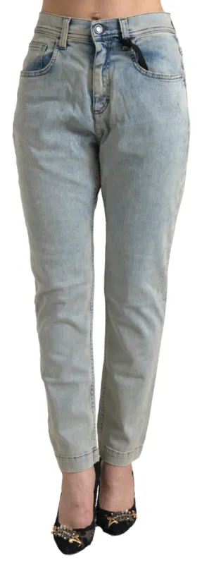Chic Mid Waist Skinny Jeans in Blue made by Louxly