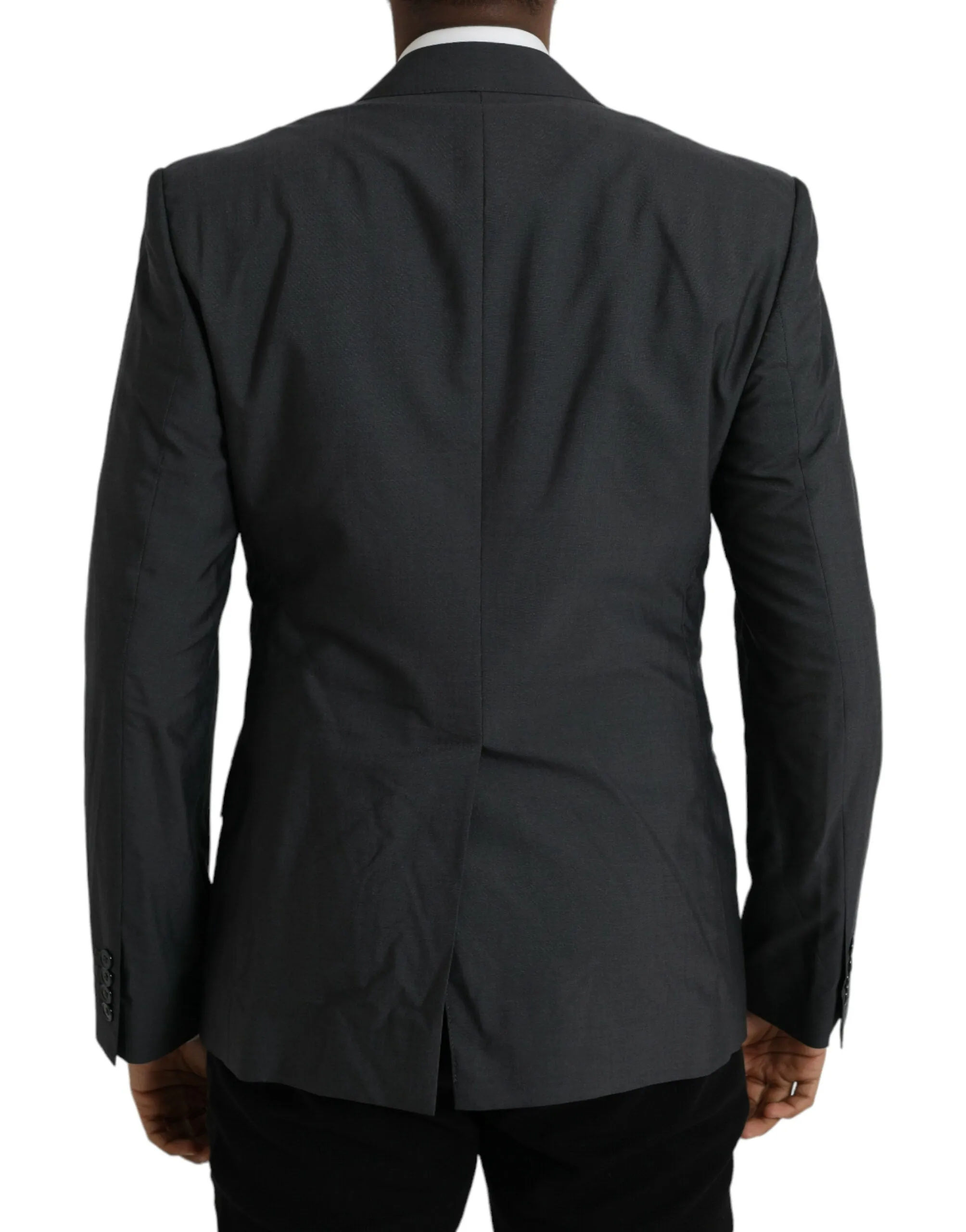 Gray Wool Peak Single Breasted Coat Blazer sold by Louxly product image thumbnail 3