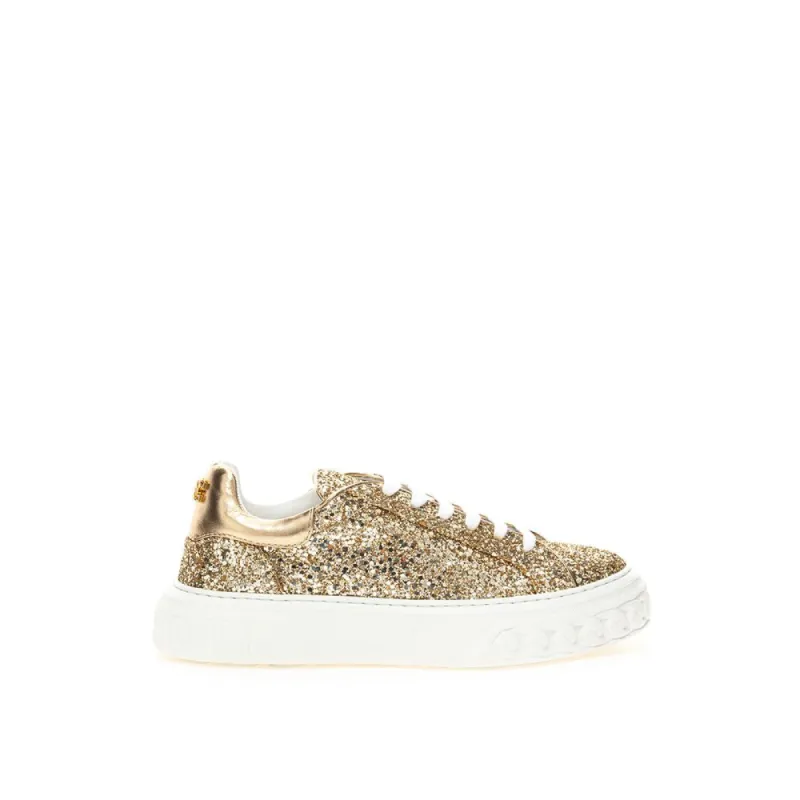 Casadei Gold Leather Sneakers sold by Louxly