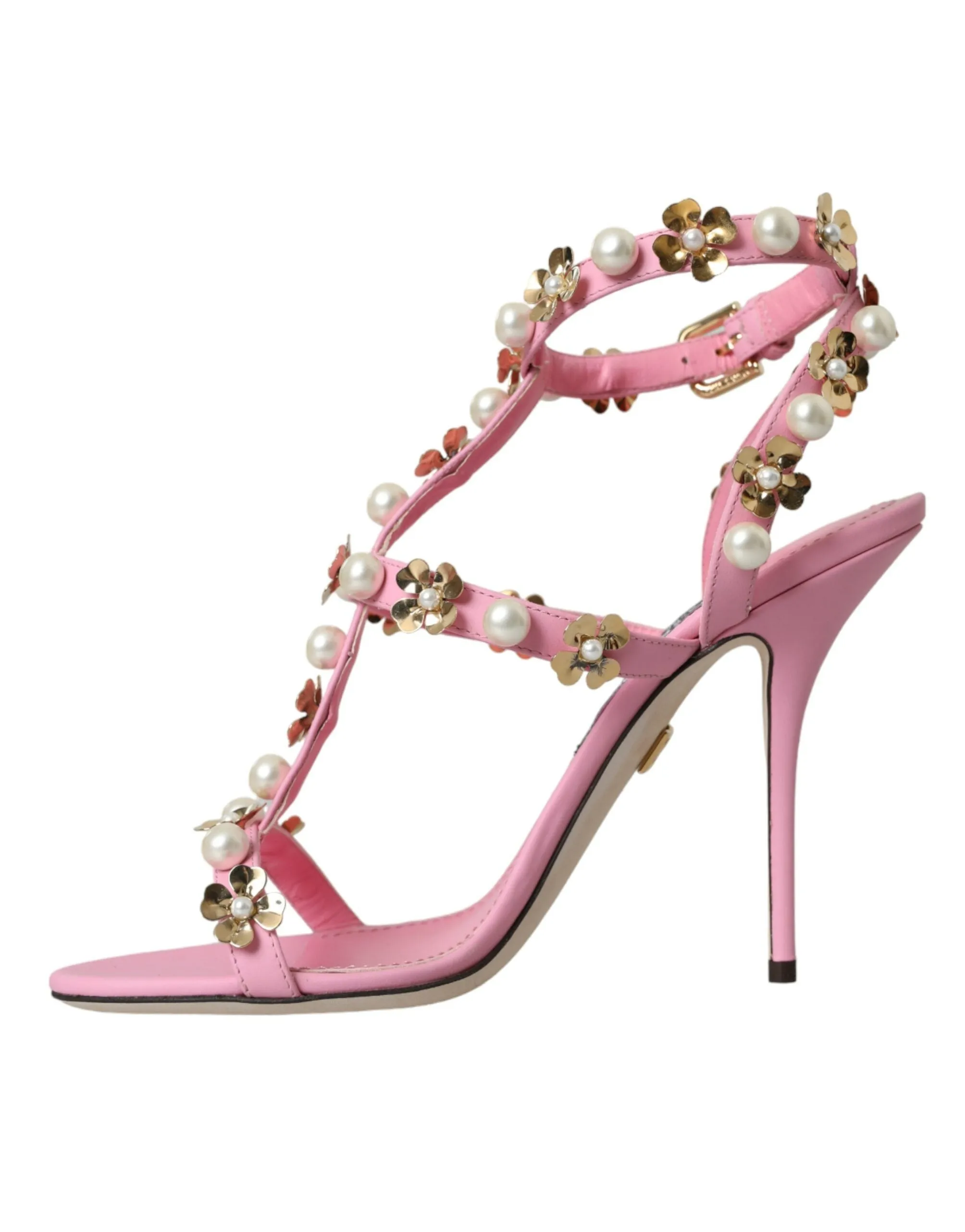 Pink Leather Embellished Heels Sandals Shoes sold by Louxly product image thumbnail 5