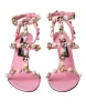 Pink Leather Embellished Heels Sandals Shoes sold by Louxly