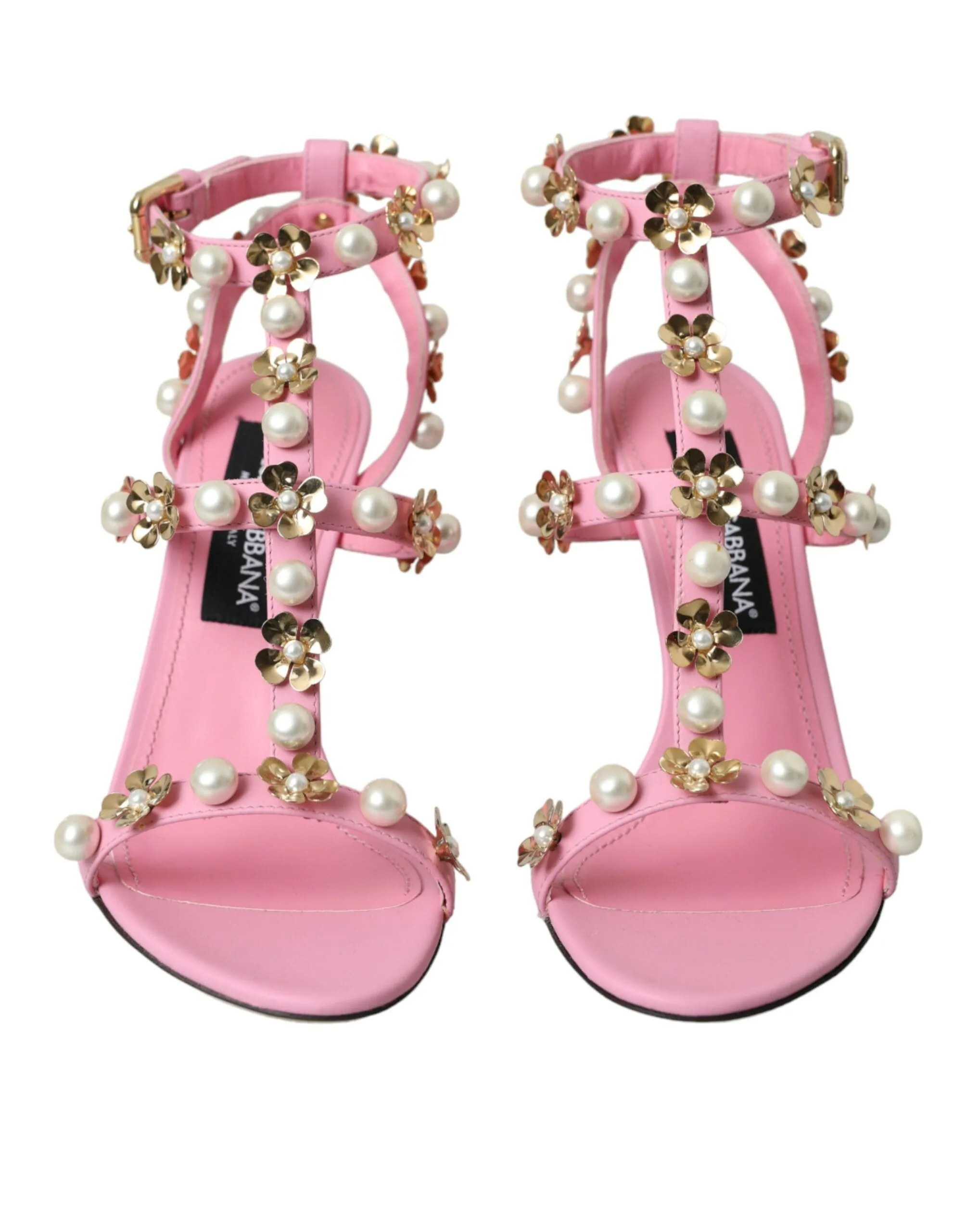 Pink Leather Embellished Heels Sandals Shoes sold by Louxly product image thumbnail 2