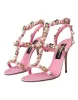 Pink Leather Embellished Heels Sandals Shoes sold by Louxly