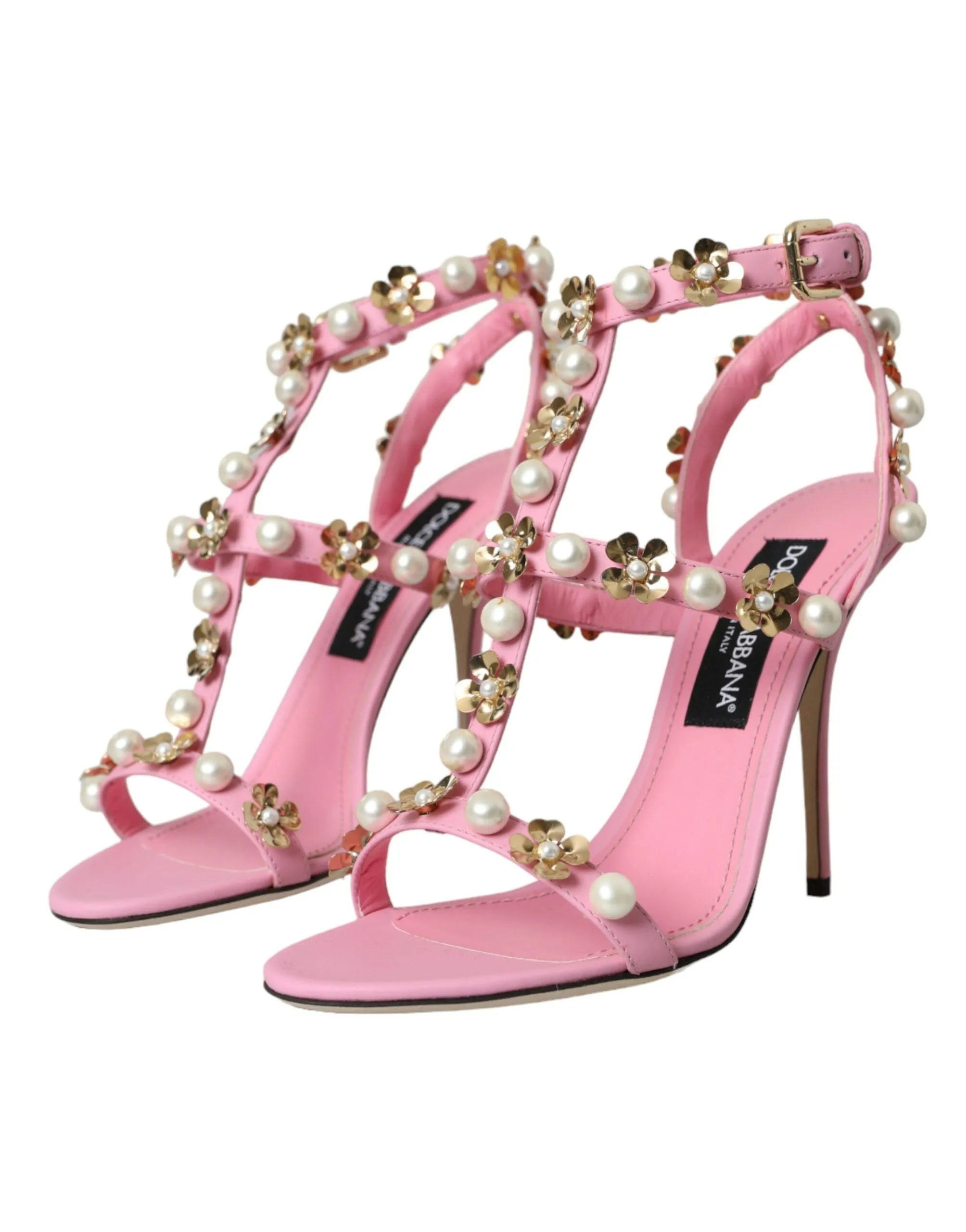 Pink Leather Embellished Heels Sandals Shoes sold by Louxly product image thumbnail 3