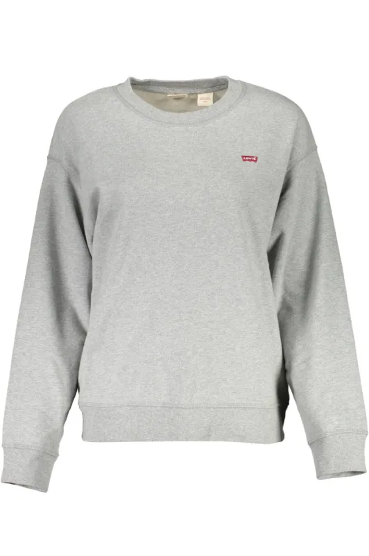 Chic Gray Cotton Round Neck Sweatshirt sold by Louxly