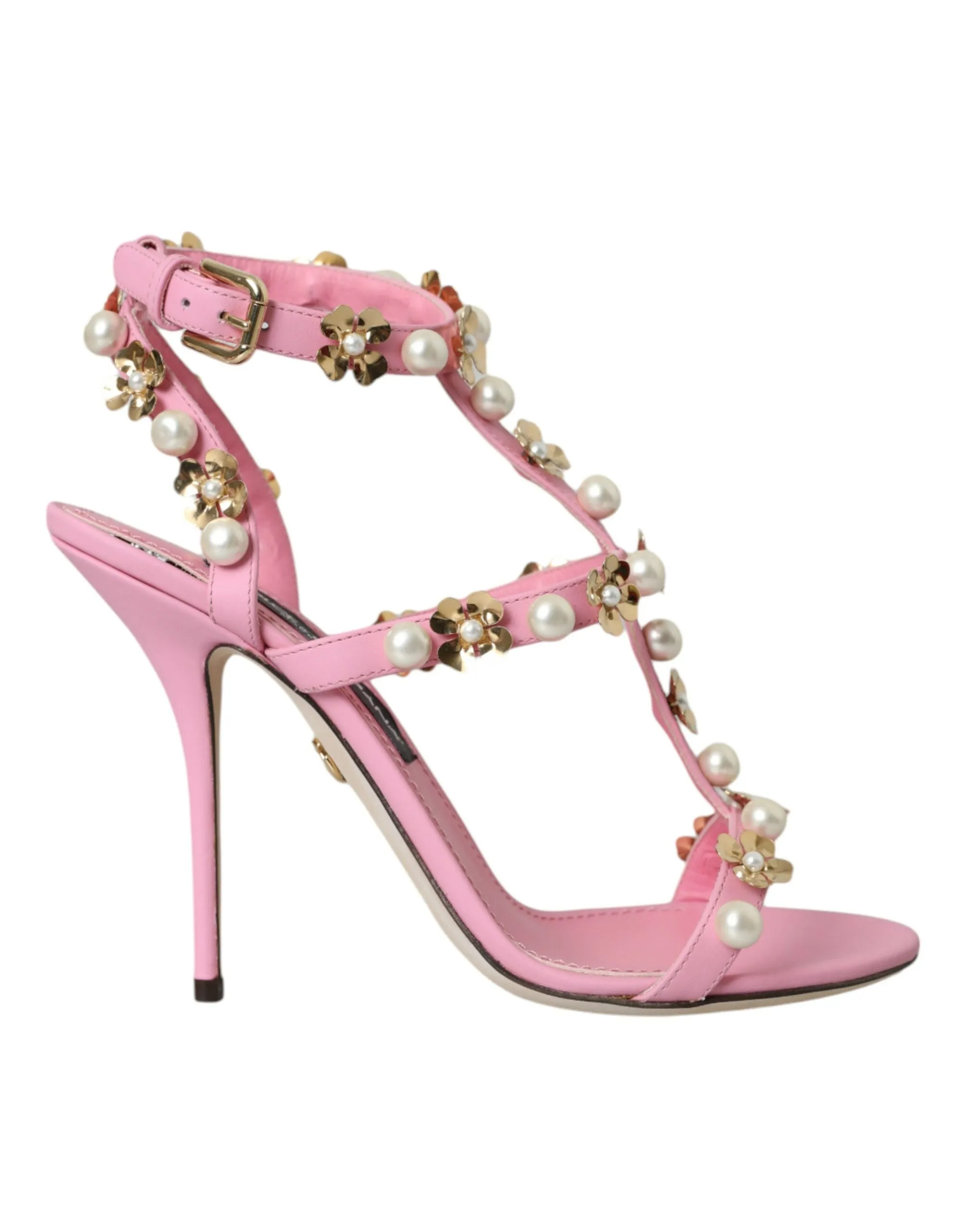 Pink Leather Embellished Heels Sandals Shoes sold by Louxly