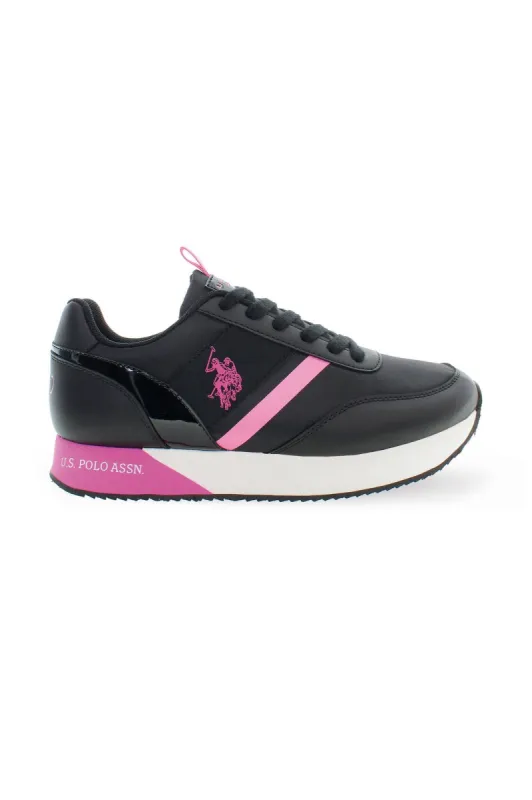 Chic Black Lace-up Sneakers with Logo Detail sold by Louxly