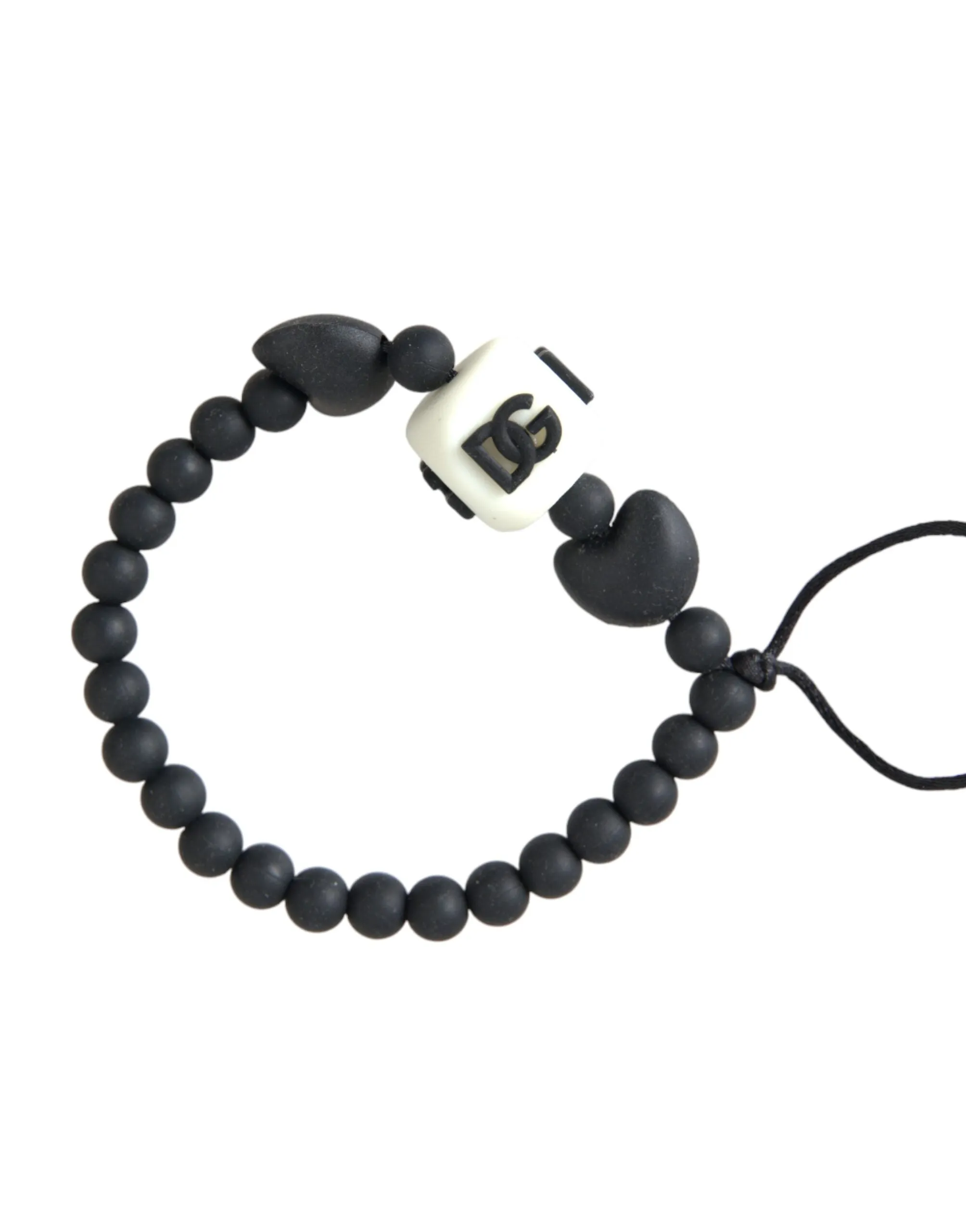 Black White Beaded DG Charm Fashion Bracelet sold by Louxly product image thumbnail 2