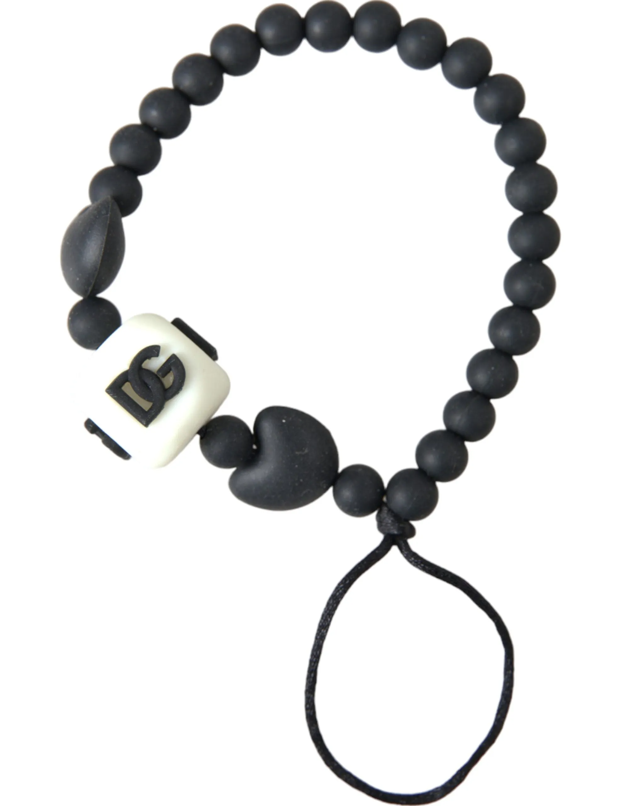 Black White Beaded DG Charm Fashion Bracelet sold by Louxly